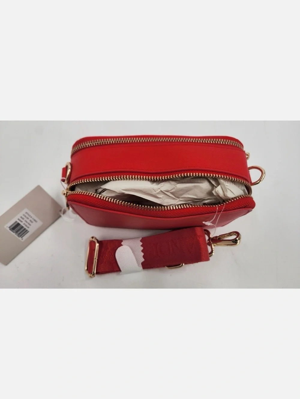 NEW Valentino Orlandi Red Studded Pouch Bag- Gold Zippers Italy Designer